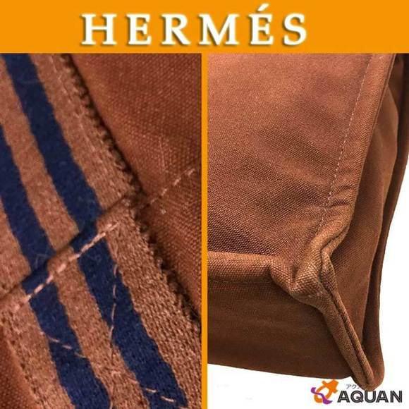 HERMES Hermes Four Toe MM Tote Bag Hand Brown Canvas Old - Picture 3 of 3